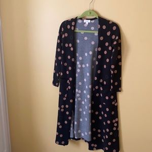 LulaRoe Sarah Duster black & tan polka dots
